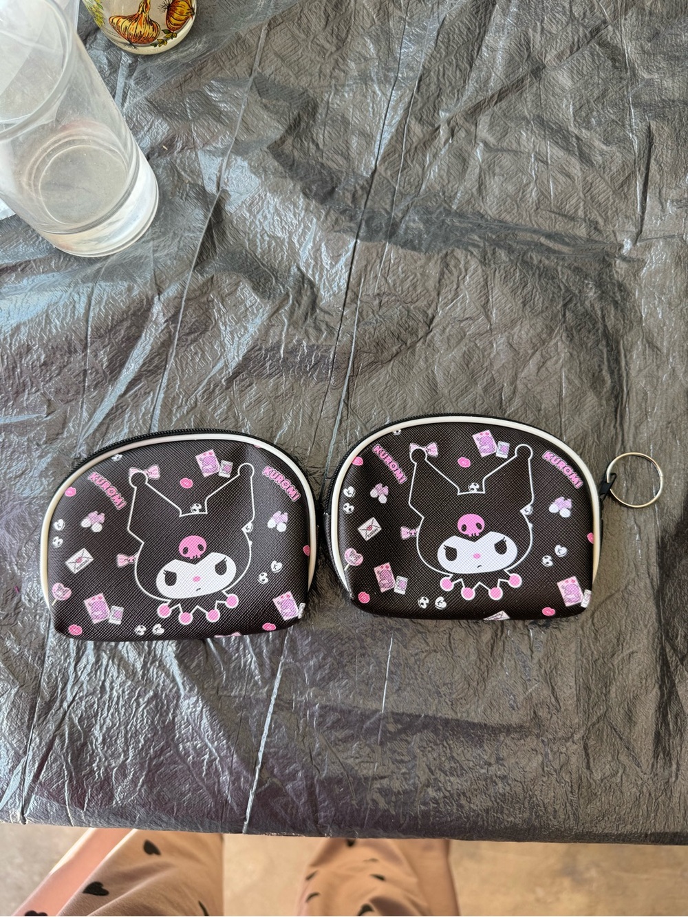 Sanrio Kuromi Black and Pink Zip Coin Pouch Duo